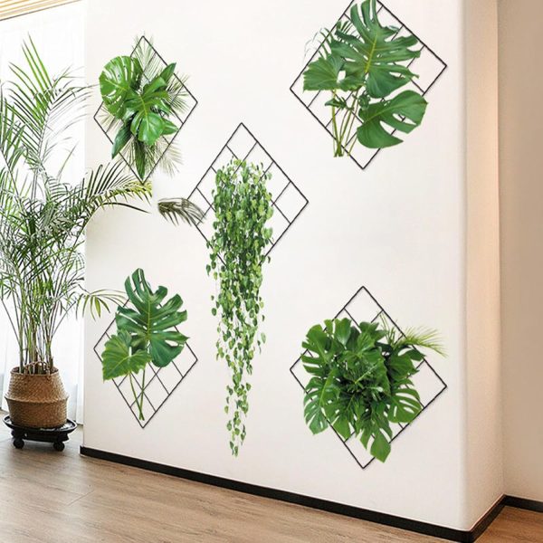 3D Green Plant Wall Stickers – Vivid Tropical Designs for Living Room and Bedroom (Random Patterns)