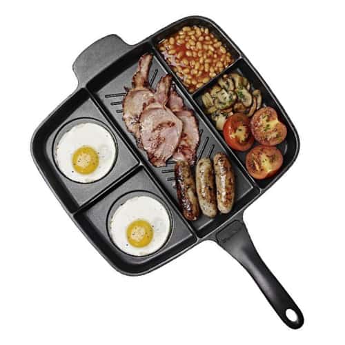 5-in-1 Multifunctional Frying Pan, Non-Stick Divided Breakfast Fryer and Grill Pan for Eggs, Steak, and More