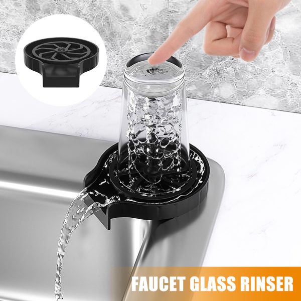 High-Pressure Faucet Glass Rinser, Automatic Cup Washer for Bar, Kitchen, Beer, KTV, Milk Tea. Cup Cleaner Tool and Sink Accessory.