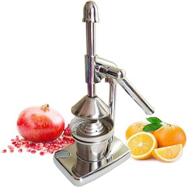 Stainless Steel Manual Juicer, Hand Press Citrus Squeezer with Stainless Steel Cup, Portable Countertop Juice Press for Lemons