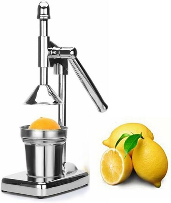 Stainless Steel Manual Juicer, Hand Press Citrus Squeezer with Stainless Steel Cup, Portable Countertop Juice Press for Lemons