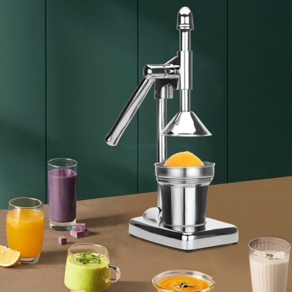 Stainless Steel Manual Juicer, Hand Press Citrus Squeezer with Stainless Steel Cup, Portable Countertop Juice Press for Lemons