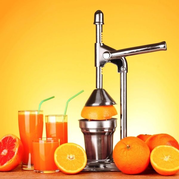 Stainless Steel Manual Juicer, Hand Press Citrus Squeezer with Stainless Steel Cup, Portable Countertop Juice Press for Lemons