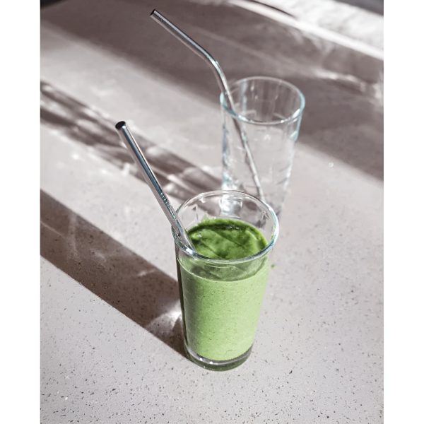 EcoSip Set: 4 Reusable Stainless Steel Straws with Brush