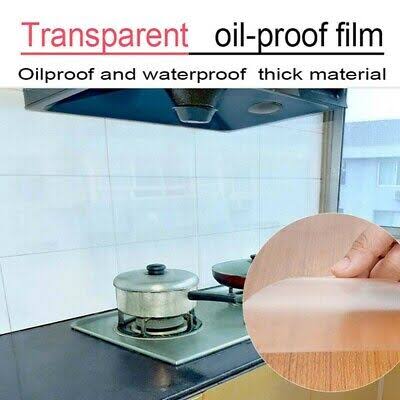 Transparent Kitchen Oil-Proof Wall Sticker, Heat-Resistant, Self-Adhesive, 200 x 60 cm