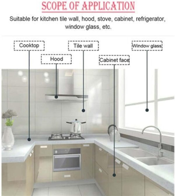 Transparent Kitchen Oil-Proof Wall Sticker, Heat-Resistant, Self-Adhesive, 200 x 60 cm