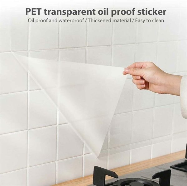 Transparent Kitchen Oil-Proof Wall Sticker, Heat-Resistant, Self-Adhesive, 200 x 60 cm